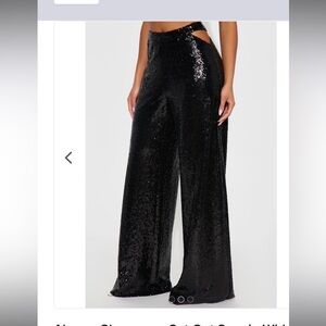 NWTS Always Glamorous Cut Out Sequin Wide Leg Pant